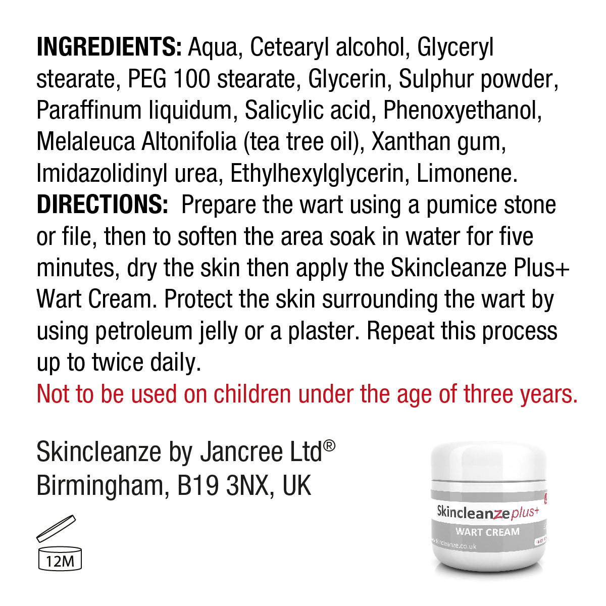 Skincleanze plus+ Wart & Verruca Cream Double Strength (Pack of 2x 50g)
