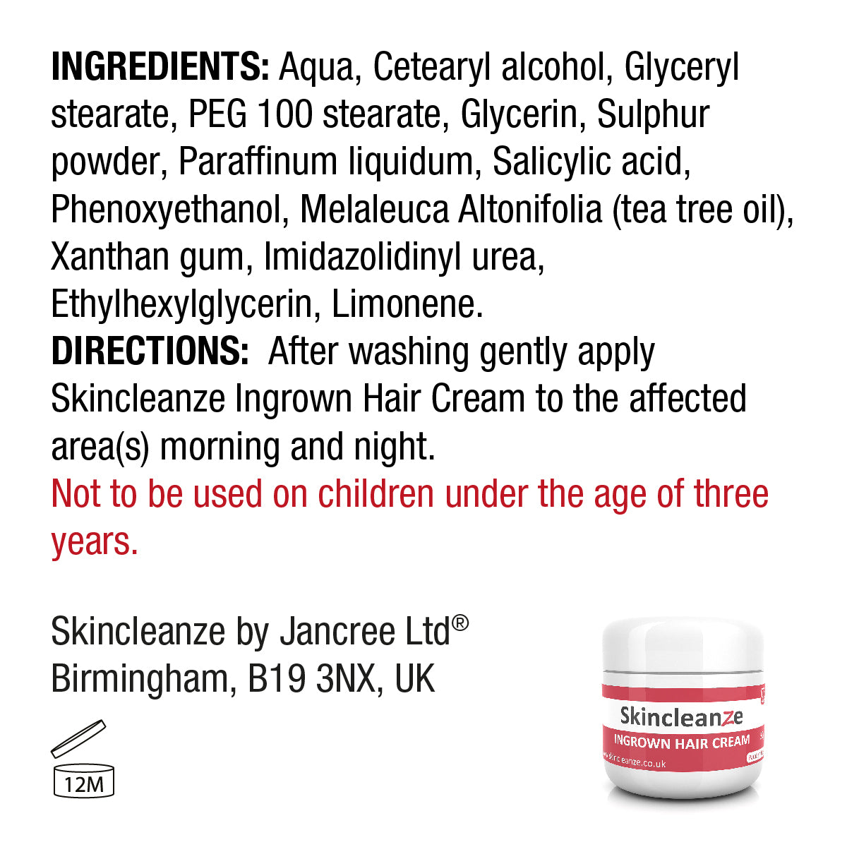 Skincleanze Ingrown Hair Cream (Pack of 2x 50g)