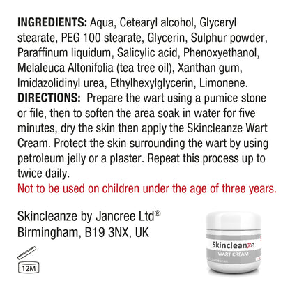 Skincleanze Wart & Verruca Cream (Pack of 3x 50g)