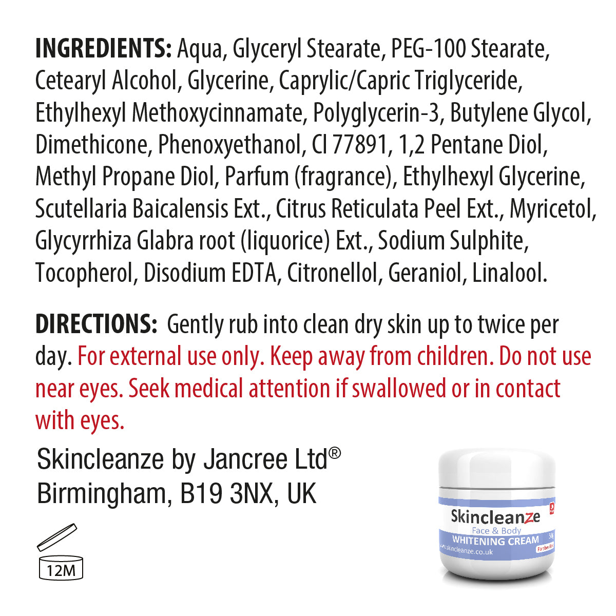 Skincleanze Skin Whitening Cream Pack of 2x 50g